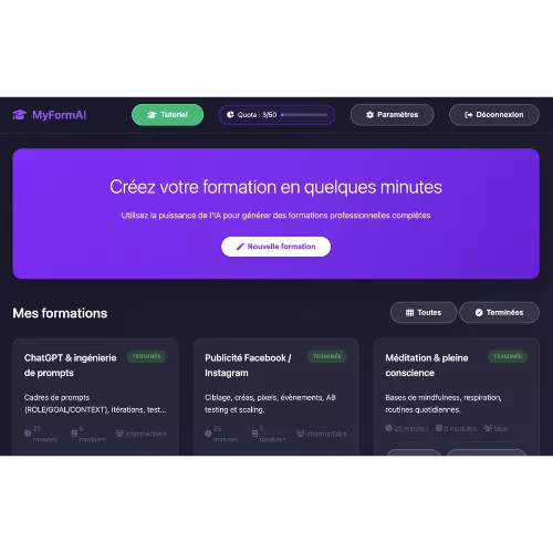 Créer sa formation en ligne en tant que particulier — MyFormAI